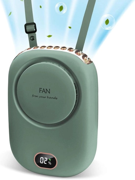 Ventilatore portatile per collo - Hang ventilatore senza mani per collo - Con cavo regolabile e supporto - Ventilatore mini USB ricaricabile senza pale - 3 velocità - Adatto per interni ed esterni