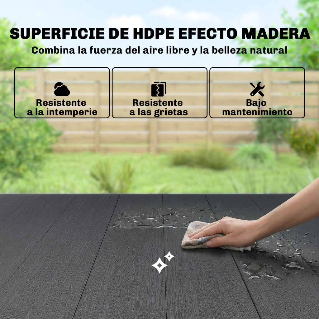 Tavolo da pranzo da giardino per 6 persone in legno e metallo ¨C zephmum ¨C Nero 150x90x74 cm