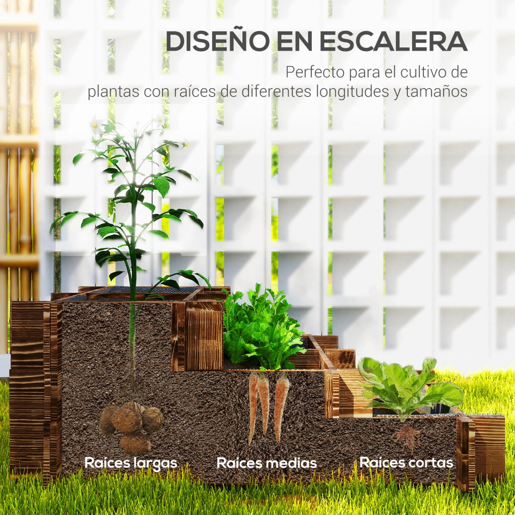 Vaschetta Giardino 3 Livelli Scala con Tela Non Tessuta ¨C zephmum ¨C 93x93x35 cm Carbonizzato