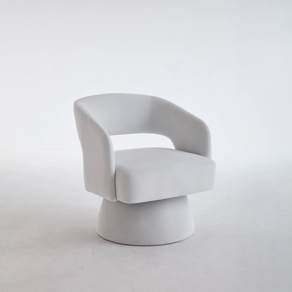 Sedia Girevole 360¡ã ¨C MINIMAL ¨C Velluto Beige, Schienale Aperto, Base in Metallo