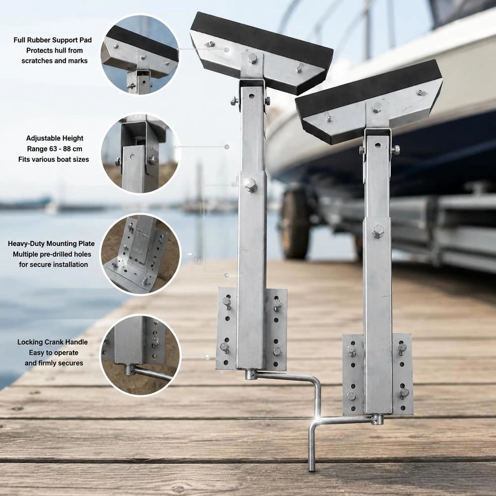 Boat Trailer Supports, Solid Rubber, Set Of 2, 63 - 88 Cm