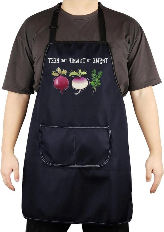 Schorte vegane con stampa divertente | Schort vegetariano con stampa di erbe | Schort cucina vegano con tasche | Schort cucina con stampa di erbe - Ideale per gli appassionati di cucina