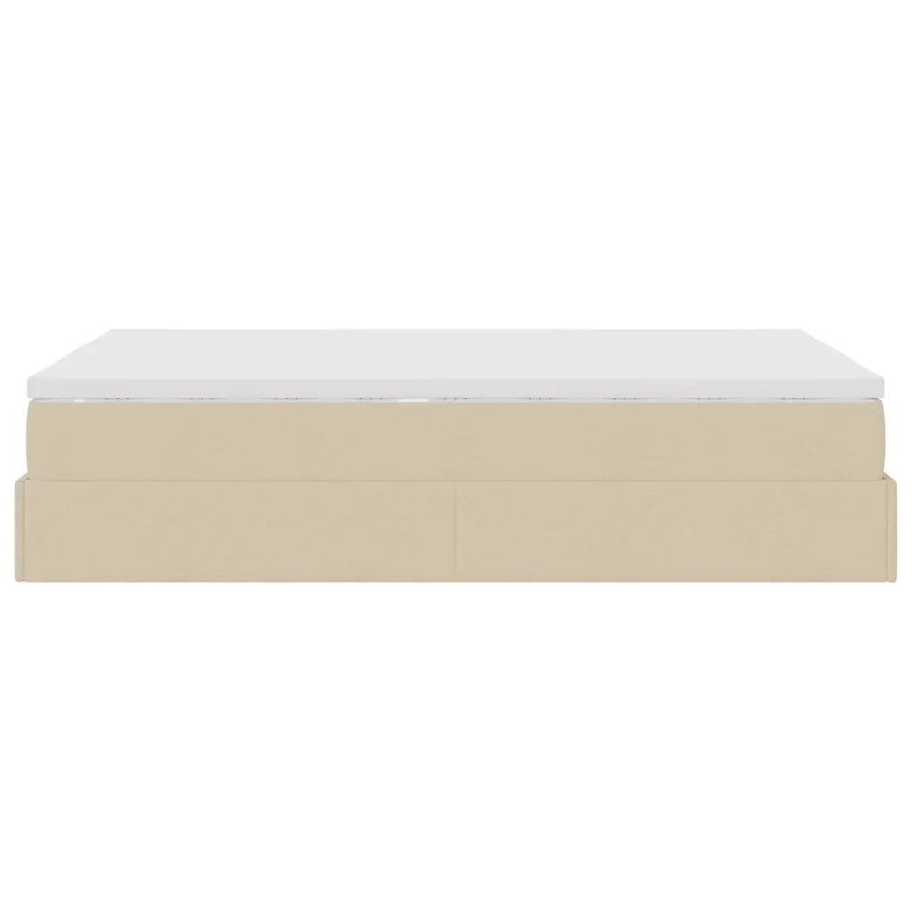vidaXL Struttura Letto Pouf con Materasso Crema 120x200 cm in Tessuto