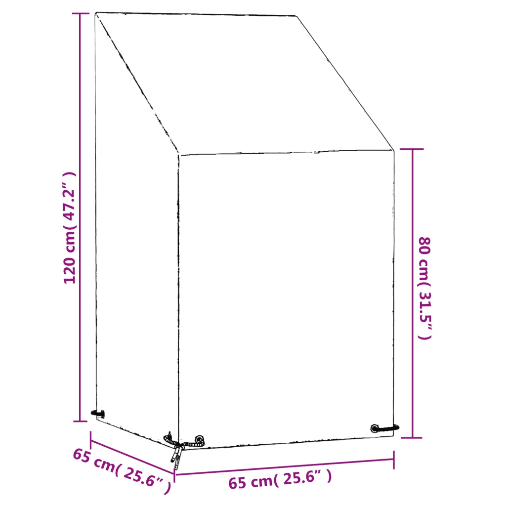 Copri Sedia da Giardino 8 Occhielli 65x65x80/120 cm Polietilene