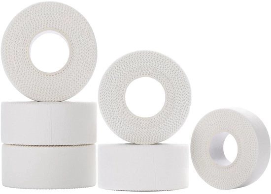 Tessuto sportivo a 6 strisce - 2,5 cm x 10 m - Adesivo autoattivo - Tessuto di cotone respirante - Elastico - Comodo e idrorepellente - Bandaggio sportivo