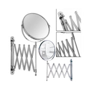 Trade Shop - Specchio Da Trucco A Parete Allungabile Telescopico Rotondo Fronte Retro 2x -