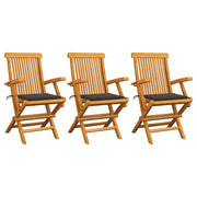 Sedie da Giardino e Cuscini Grigio Talpa 3 pz in Massello di Teak cod mxl 7161