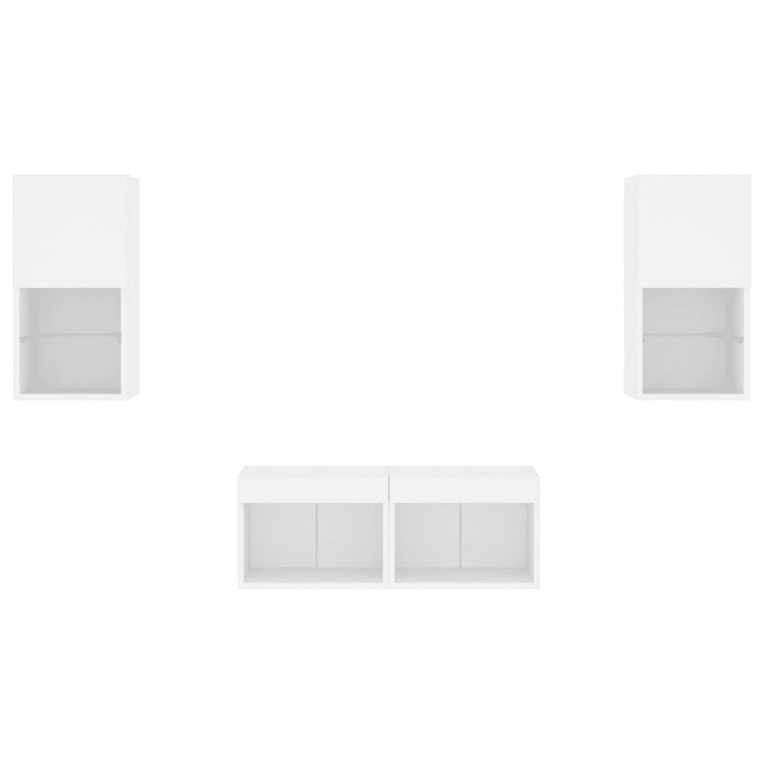 Mobili TV a Muro 4pz con Luci LED Bianchi 3216569