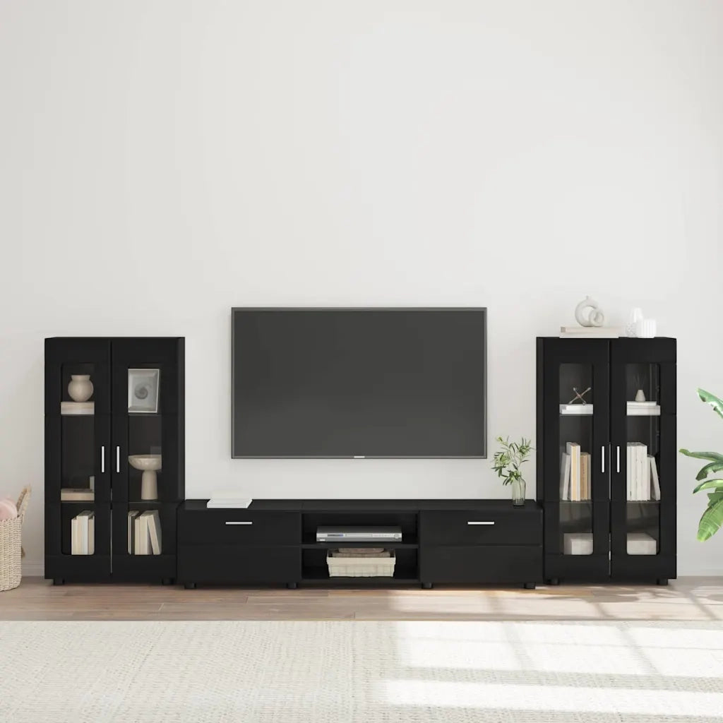 Set mobile TV con cassetto FLORIN Nero Legno multistrato