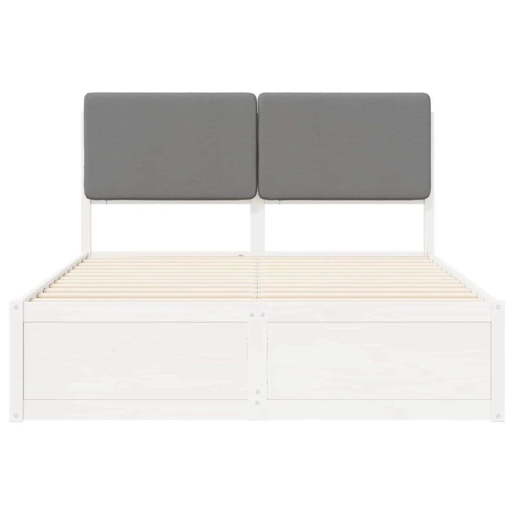 Letto con Testiera Rivestita Grigio chiaro 140 x 190 cm