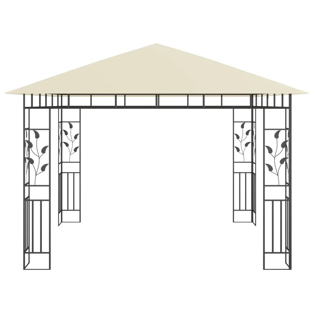 Gazebo con Zanzariera e Luci LED 3x3x2,73 m Crema