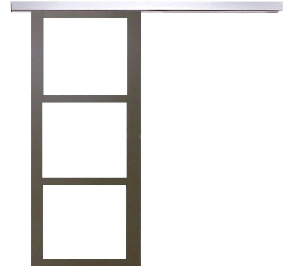 Porta Scorrevole Marrone Ral7006 Vetro Trasparente H204 x L83 + binario in alluminio