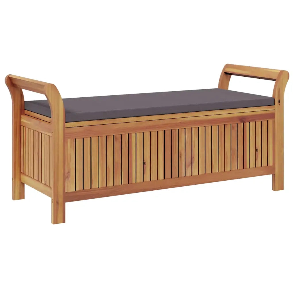 Panchina Portaoggetti Giardino | Panca da Giardino Cuscino 126cm Legno Massello Acacia