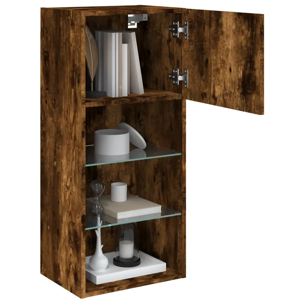 Mobile TV con Luci LED Rovere Fumo 40,5x30x90 cm 837051