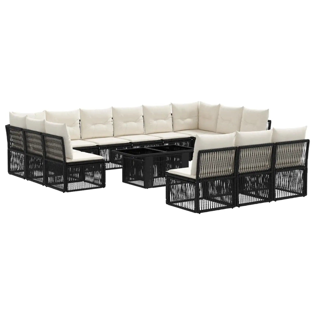 Set Divano da Giardino 14 pz Nero polyrattan 3436546