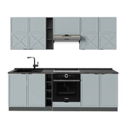 Cucina componibile Fame-Line Blu-grigio chiaro/Antracite 235 cm, PL Antracite Vicco