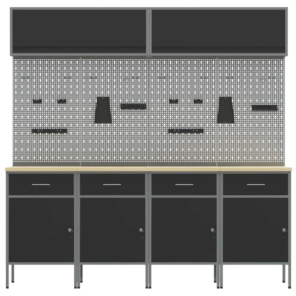 Set di mobili da lavoro con cassetto con blocco 10 pcs Nero 3321486