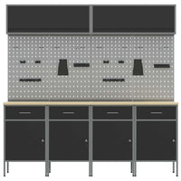 Set di mobili da lavoro con cassetto con blocco 10 pcs Nero 3321486