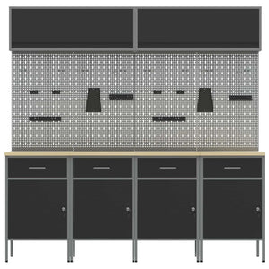 Set di mobili da lavoro con cassetto con blocco 10 pcs Nero 3321486