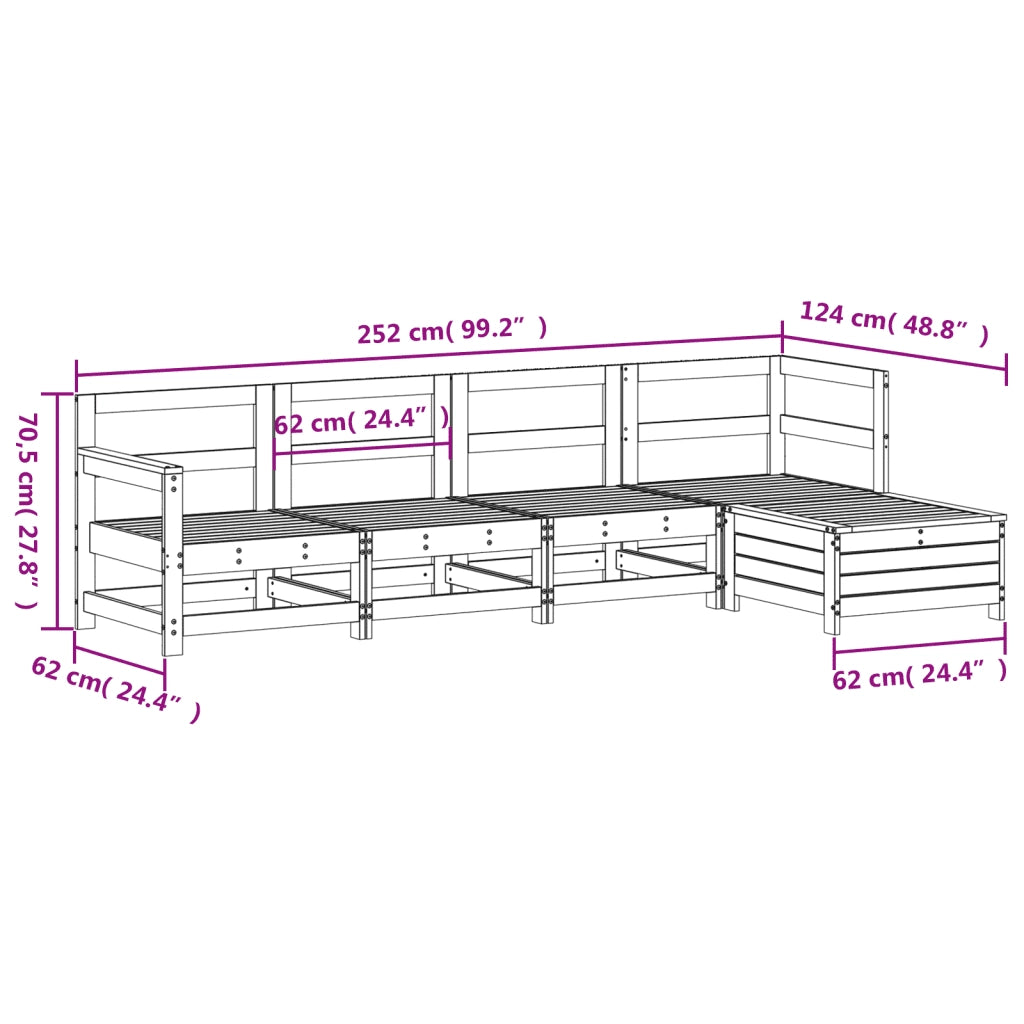 Set Divani da Giardino 5 pz in Legno Massello Abete Douglas 3250846