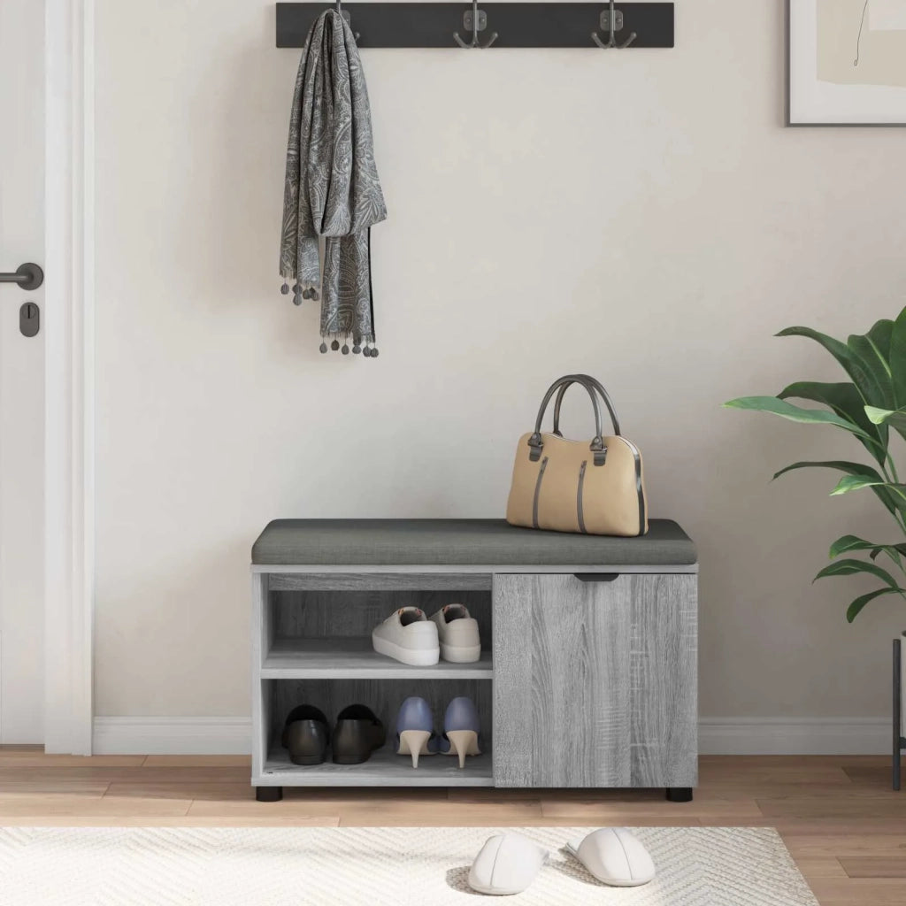 Panca per ingresso con cuscino Sonoma grigia 80 x 38 x 46 cm 891509
