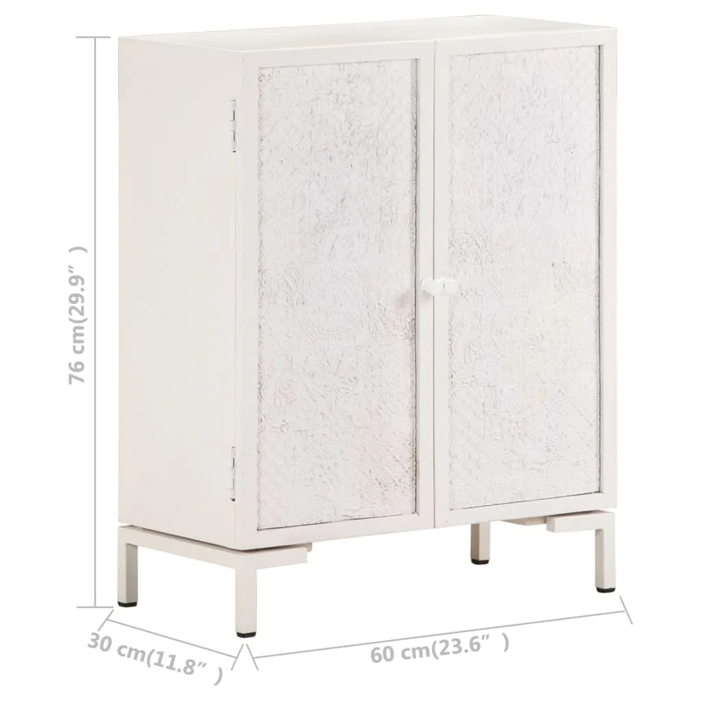 Buffet credenza cassettiera armadio mobile contenitore organizer per cucina soggiorno salotto 60 x 30 x 76 cm legno massello di mango bianco 02_0029604