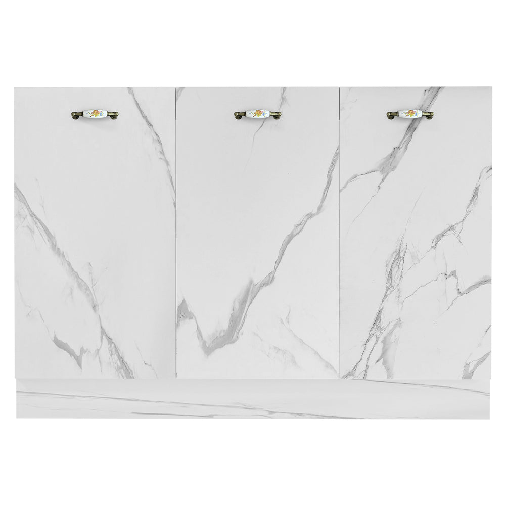 Mobile Sottolavello da Cucina Componibile a 3 Ante in Legno Bianco Effetto Marmo
