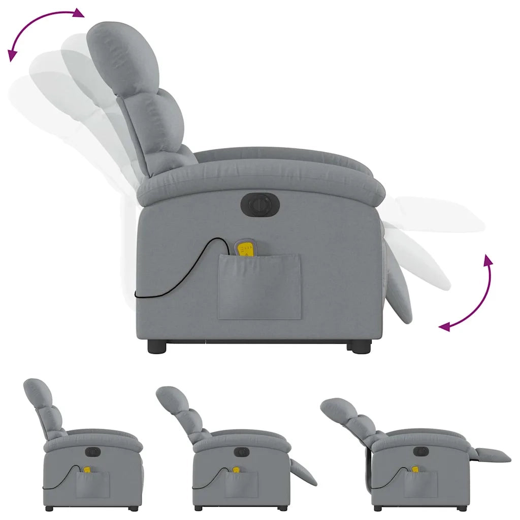 Poltrona Alzapersona Massaggi Elettrica Grigio Chiaro Tessuto 3204014
