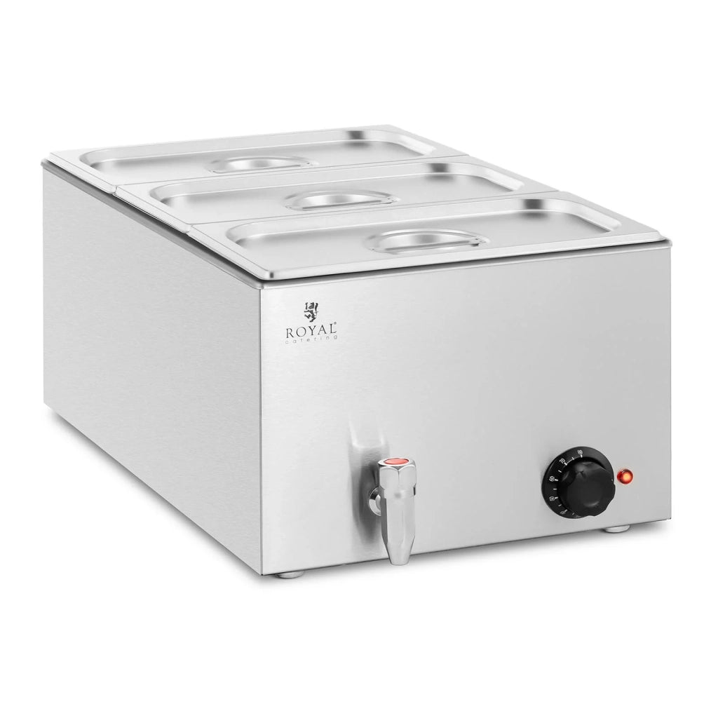 Scaldavivande/bagnomaria professionale 600 watt 3 x GN 1/3 rubinetto di scarico 14_0004219