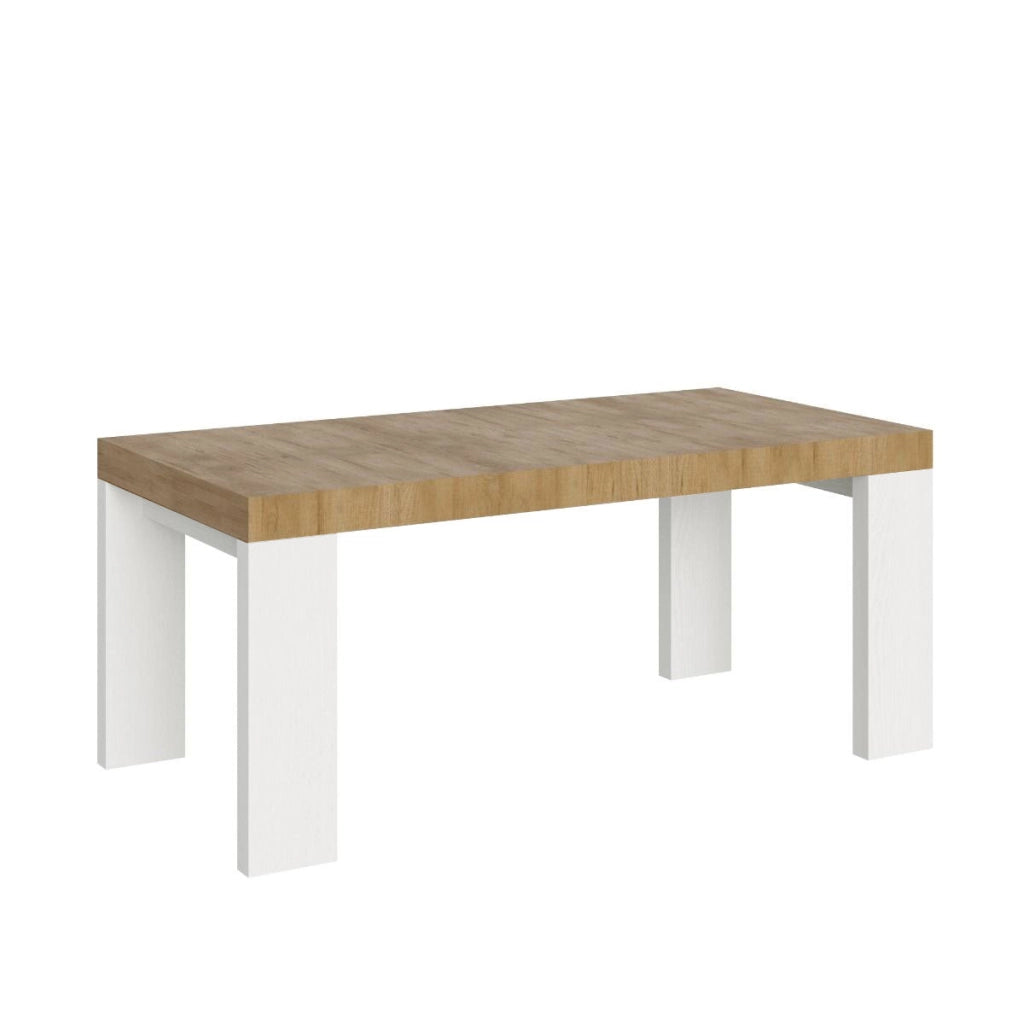 Tavolo Allungabile 180/440x90x77 cm Roxell Mix piano Quercia Natura gambe Bianco Frassino