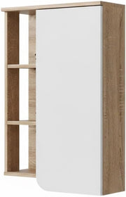 Mobile bagno Karen, Sonoma/Bianco, 50 x 75 cm con anta e vani a giorno, per montaggio a parete con vani a giorno e vani chiusi