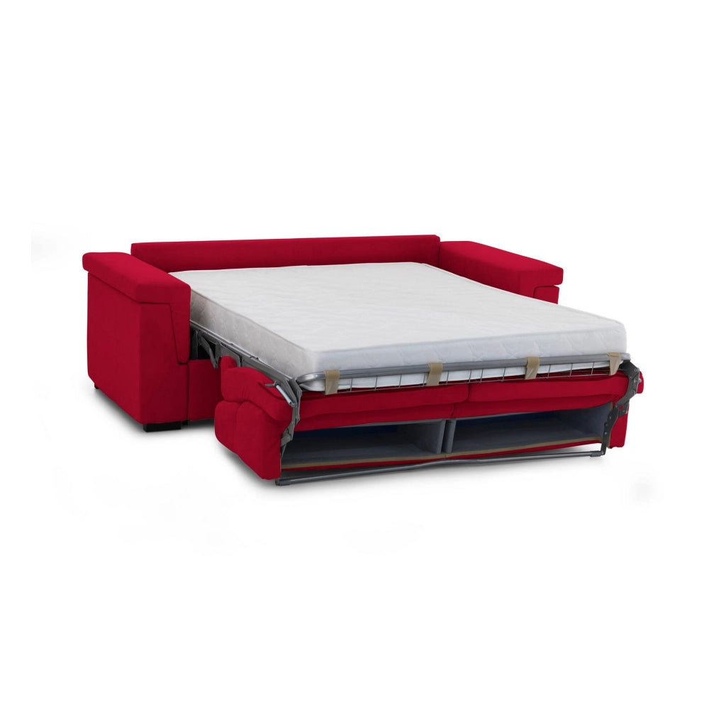 Brusasco, Divano Letto 2 Posti Sfoderabile Made in Italy, 205x95 cm Rosso