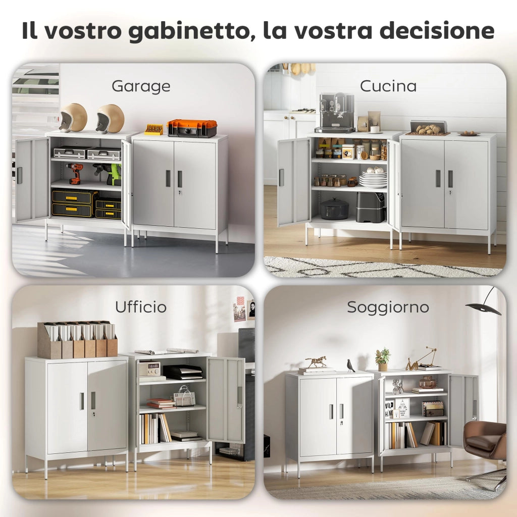 Scrivania con Cassetti in Acciaio ¨C zephmum ¨C Bianco 80x40x100 cm