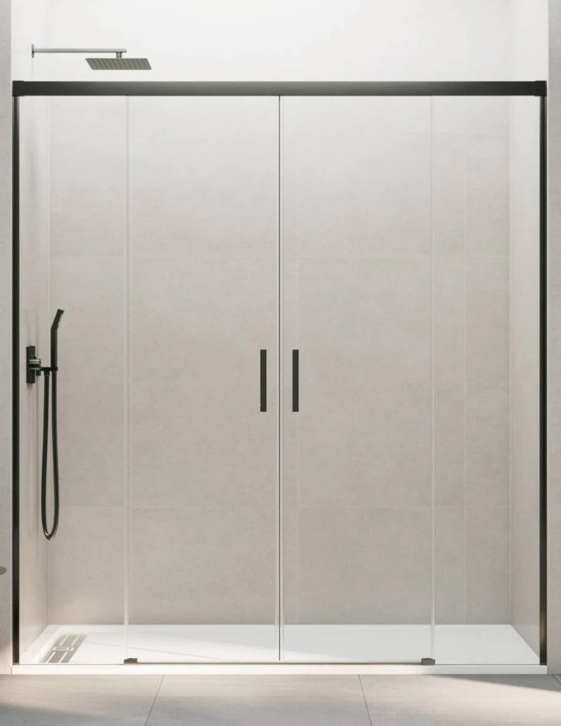 Porta doccia scorrevole 2+2 THALASSA (BASIC) 160 cm Profilo Titanio vetro trasparente
