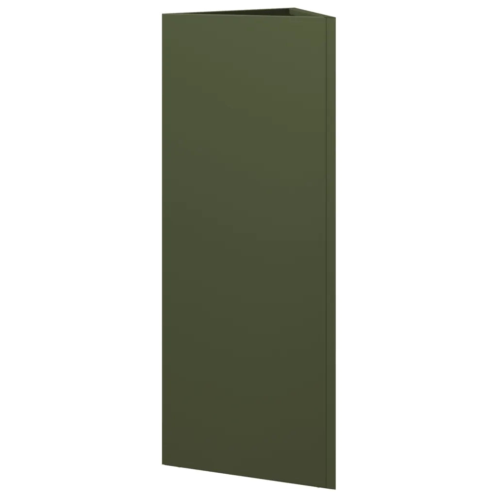 2 pz Fioriere | Cassetta per fiori | Vaso Verde Oliva Triangolari 30x26x75 cm in Acciaio