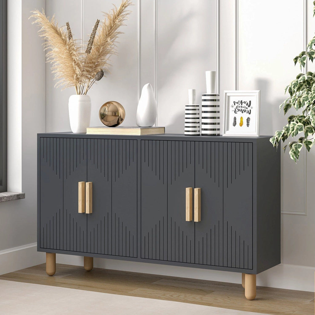 Madia Colzano, Credenza 2 Ripiani, 120x30x74h cm Nero Antracite