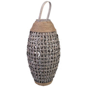 Lanterna in bambù e legno con portacandele in vetro D29x55h cm
