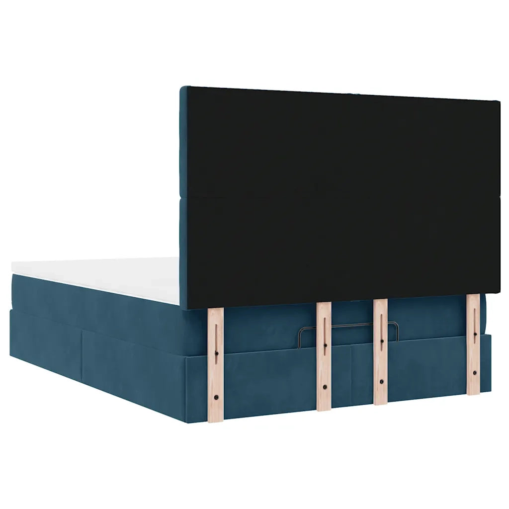 Struttura Letto Pouf con Materassi Blu 140x200cm in Velluto