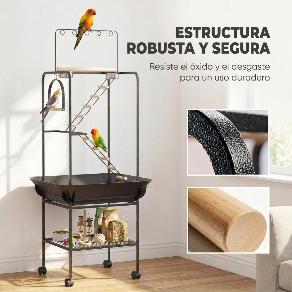 Gioco per Uccelli con Ruote Scale Altalena Mangiatoie ¨C zephmum ¨C 63x63x163 cm
