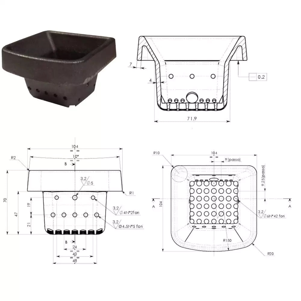 BRACIERE IN GHISA PER STUFA A PELLET ECOTECK RAVELLI 070-07-001N - UNIVERSALE