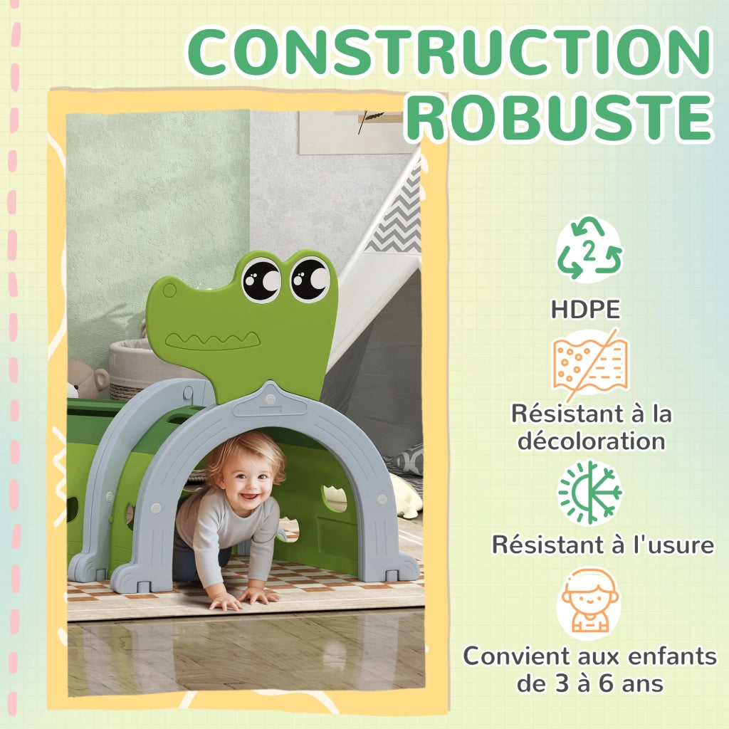 Tunnel Gioco per Bambini Forma Coccodrillo Modulabile ¨C zephmum ¨C Verde