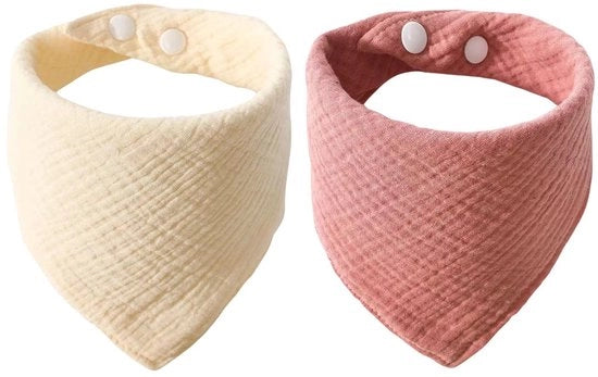 Due pezzi di copricapo per bebè in forma di triangolo, sciarpa per bebè in mousseline per bambini maschi e femmine