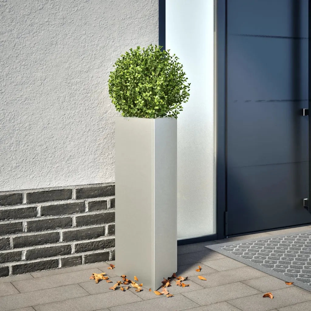 Fioriera da Giardino-Vaso da Esterno-Contenitore per Piante Triangolare 30x26x75 cm in Acciaio Inox