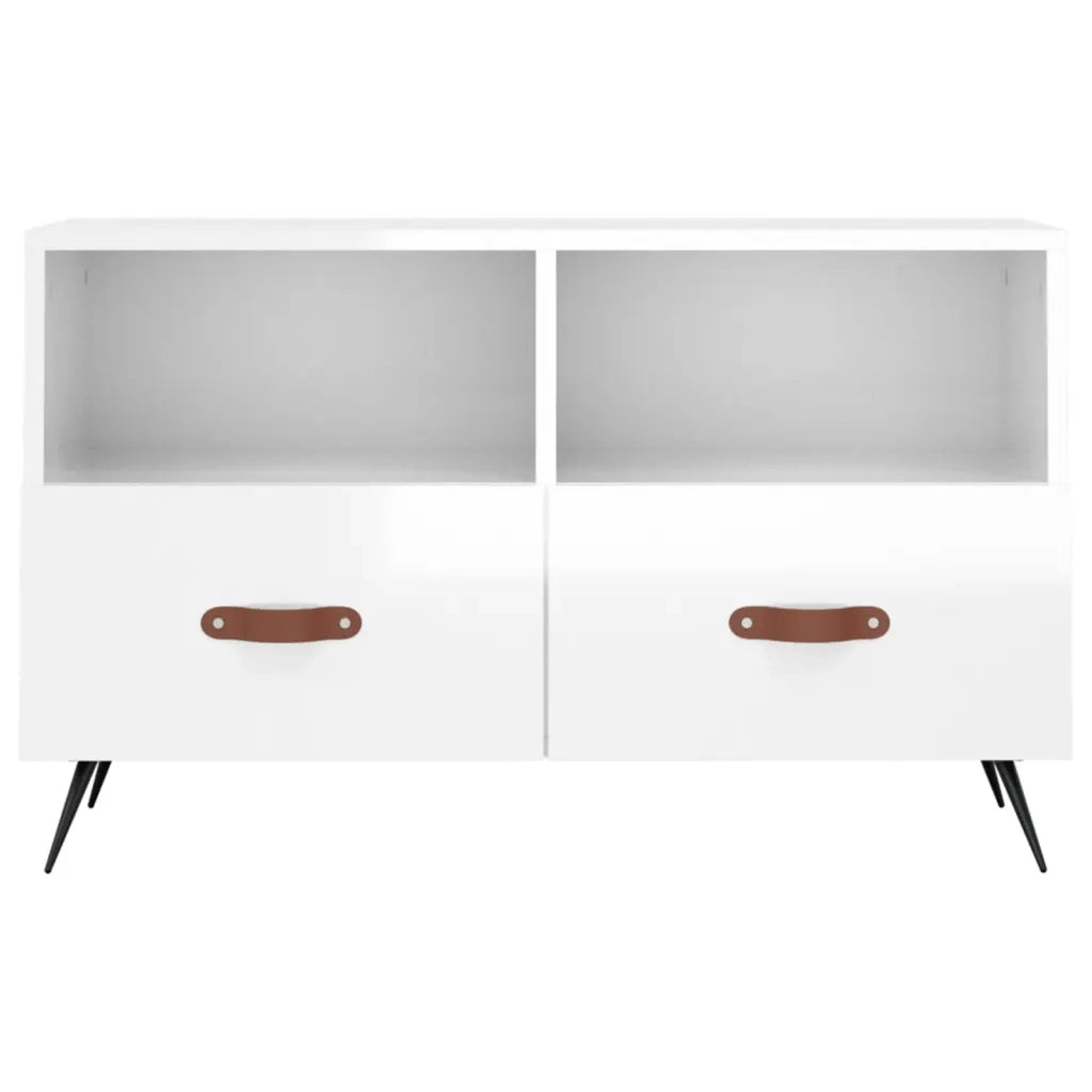Mobile Porta TV-Mobile per TV-Credenza TV Bianco Lucido 80x36x50 cm in Legno Multistrato 516119