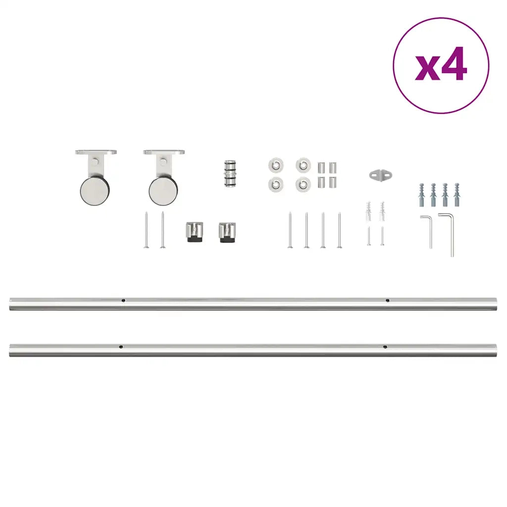 Kit Binari Porta Scorrevole 366 cm Acciaio Inossidabile Argento 3295771