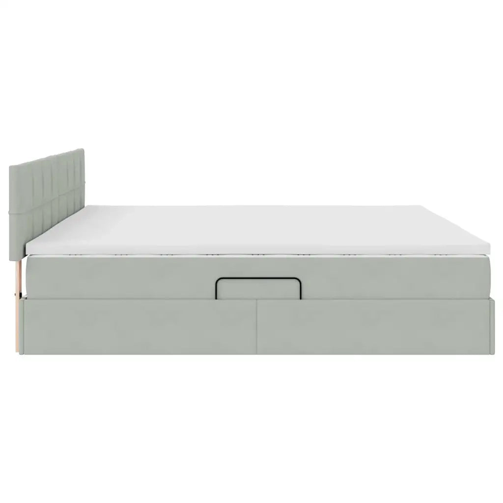 Letto con Contenitore Grigio chiaro 200 x 200 cm Velluto 3370779