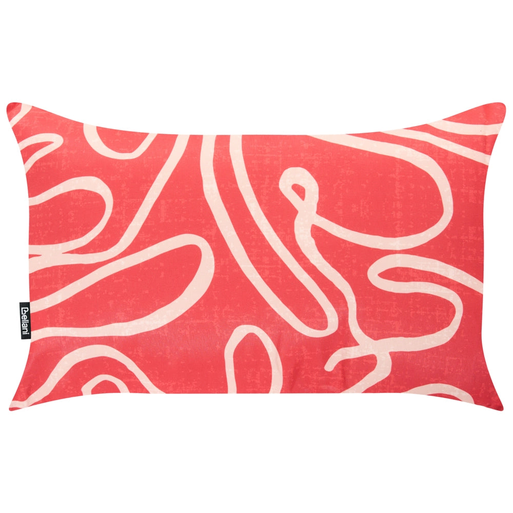 Set di 3 cuscini decorativi da esterno Motivo astratto rossa Stile moderno
