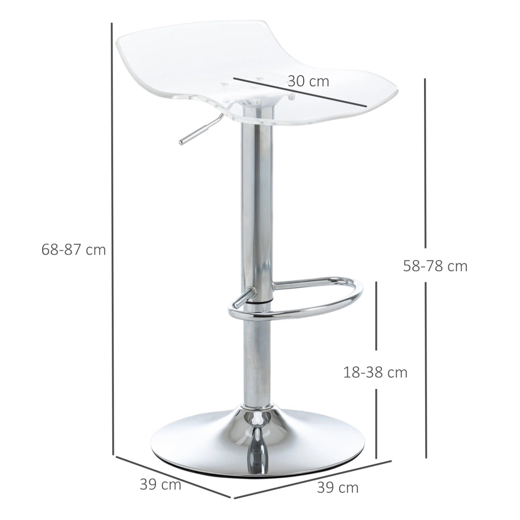 Sgabelli da Bar Set 2 Pezzi con Seduta Girevole e Altezza Regolabile ¨C Zephmum ¨C Metallo e Acrilico Trasparente