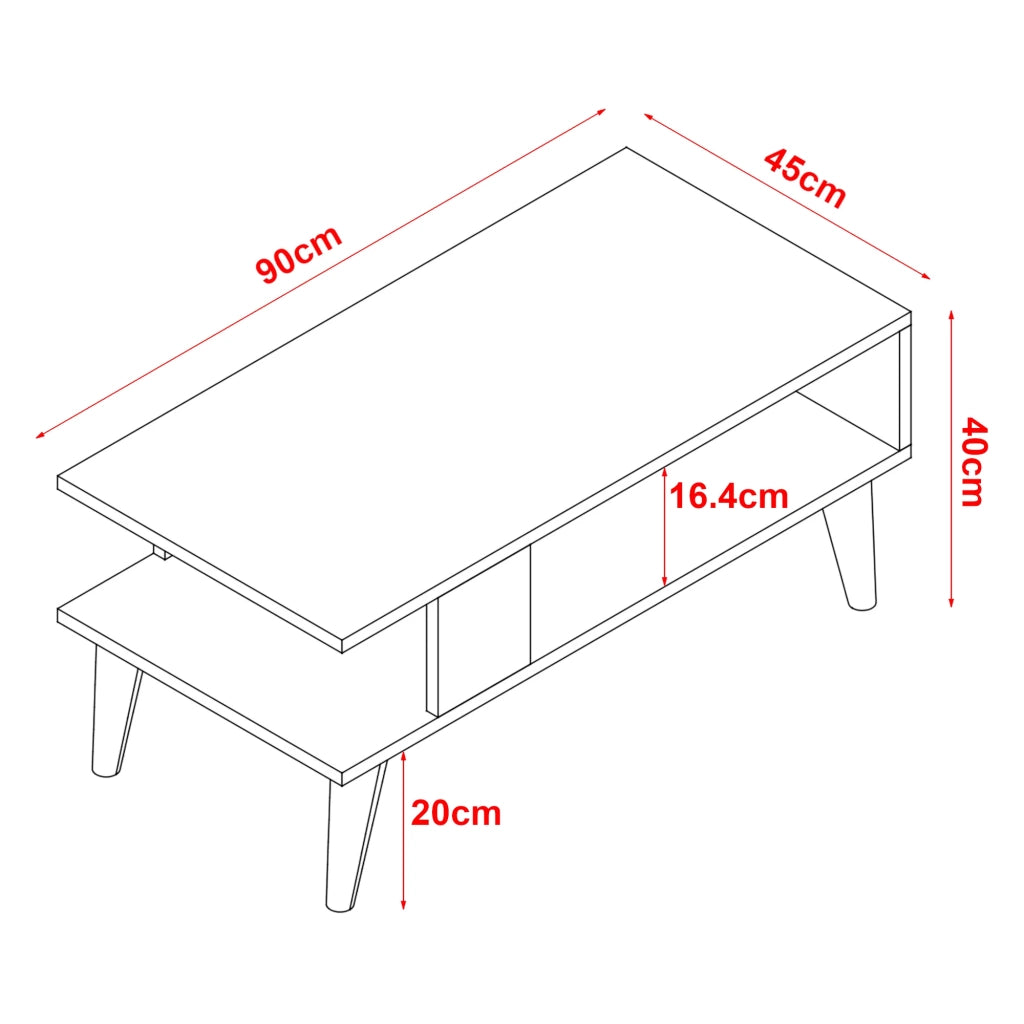 Tavolino con vano contenitore 40 x 90 x 45 cm marmo nero/bianco 03_0008465