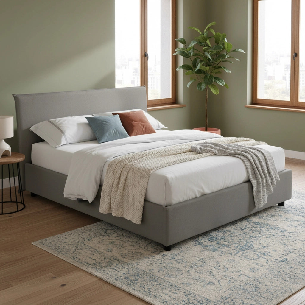 Letto Matrimoniale Arcan, Letto Matrimoniale Sfoderabile Made in Italy, Grigio